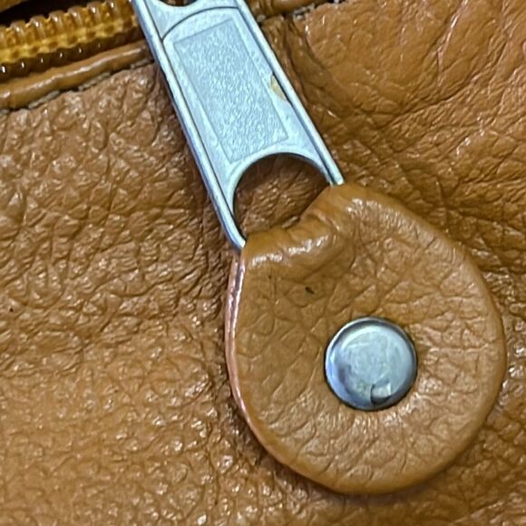 Genuine Leather Camel Shoulder Purse w/ Braided Accent & Silver-Tone Hardware - Picture 7 of 16